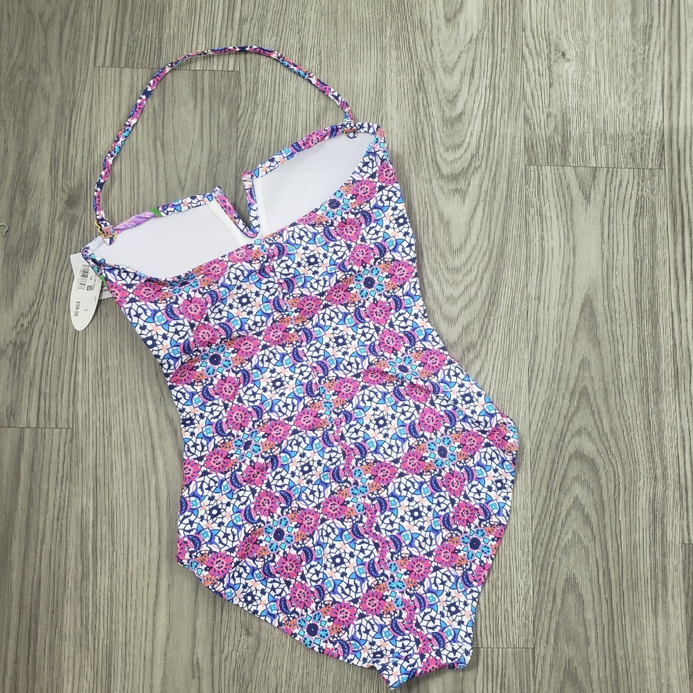 Women's Swimsuit Slimming Rutched One Piece Halter Soft Molded Cups Bulit In Bra - Picture 5 of 7